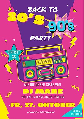 Banner Back to the 80's 90's Party