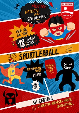 Banner Helden und Schurken – Sportlerball 2025