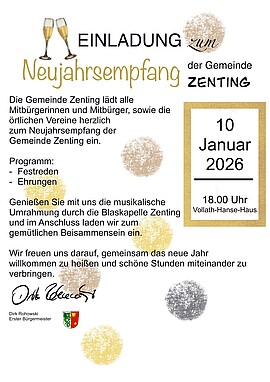 Banner Neujahrsempfang der Gemeinde Zenting