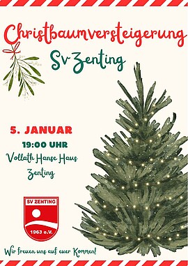 Banner Christbaumversteigerung des SV Zenting