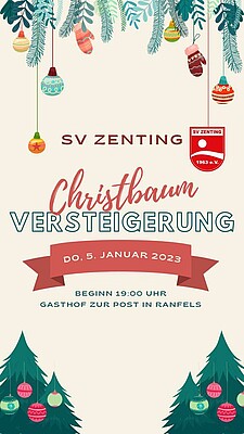 Banner Christbaumversteigerung des SV Zenting