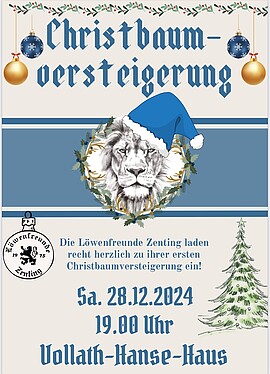 Banner Christbaumversteigerung der Löwenfreunde Zenting